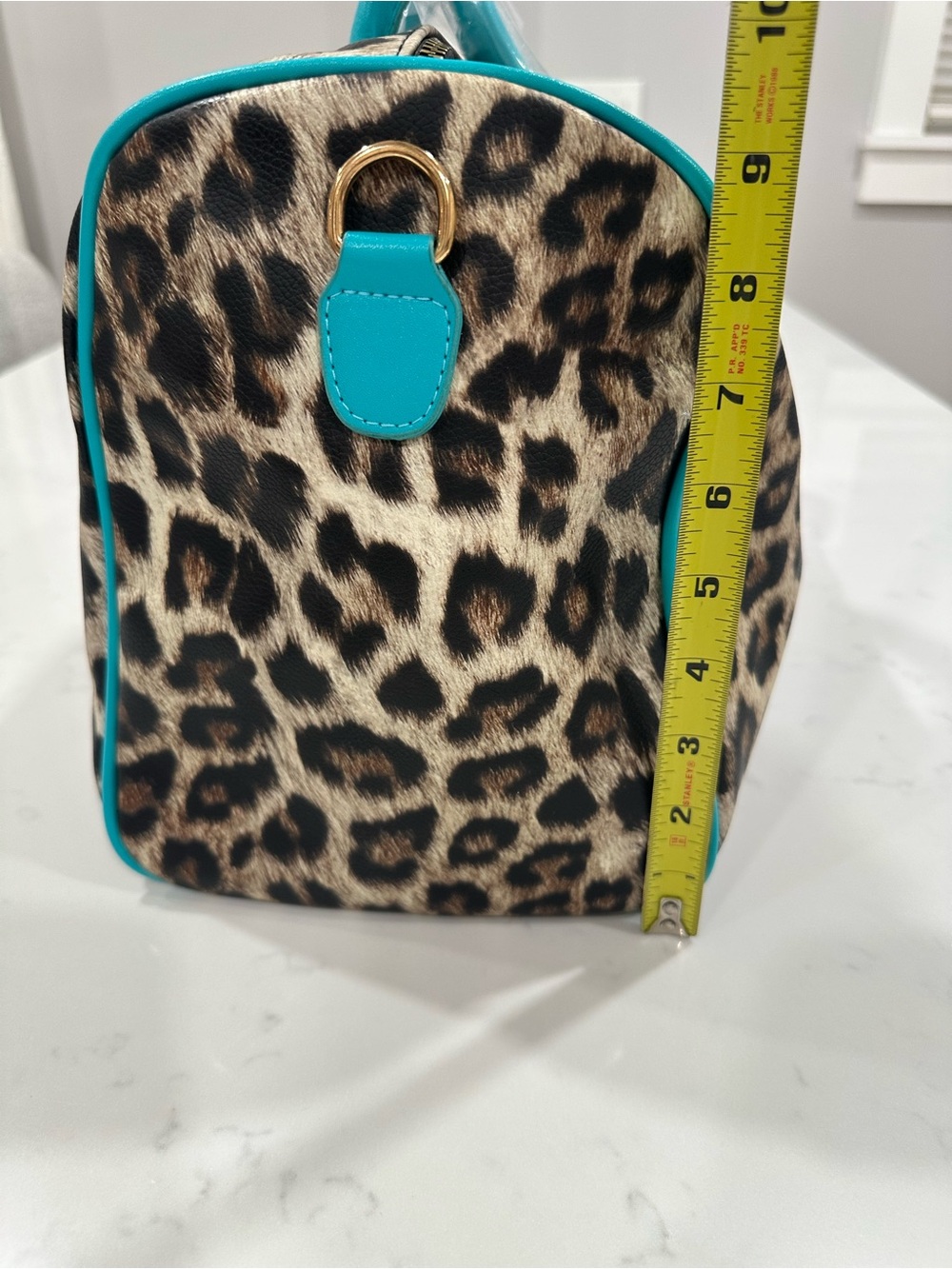 Leopard Print Weekender Duffel Bag Black Blue Travel Gym Overnight Tote - Picture 3 of 9